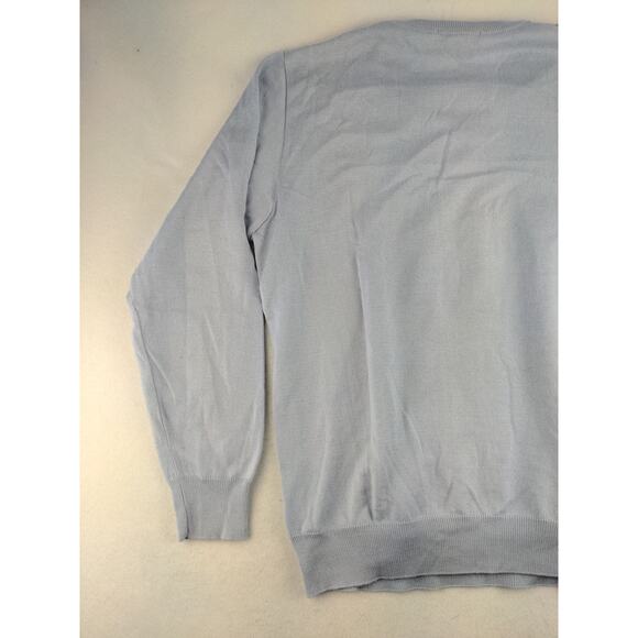 Mens Montechiaro V Neck Sweater Size M Pullover Blue Gray & Cream Made in Italy - Picture 8 of 12